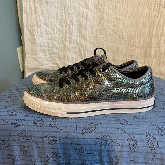 Converse one star sequin Chuck Taylor sneakers size 8 - Picture 1 of 6